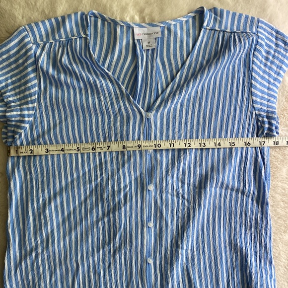 Liz Claiborne Blue and White Striped Blouse - Picture 8 of 8